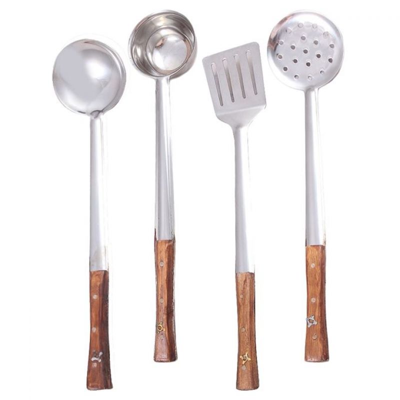 Pack of 4 Kitchen Cooking Spoons - Wood 